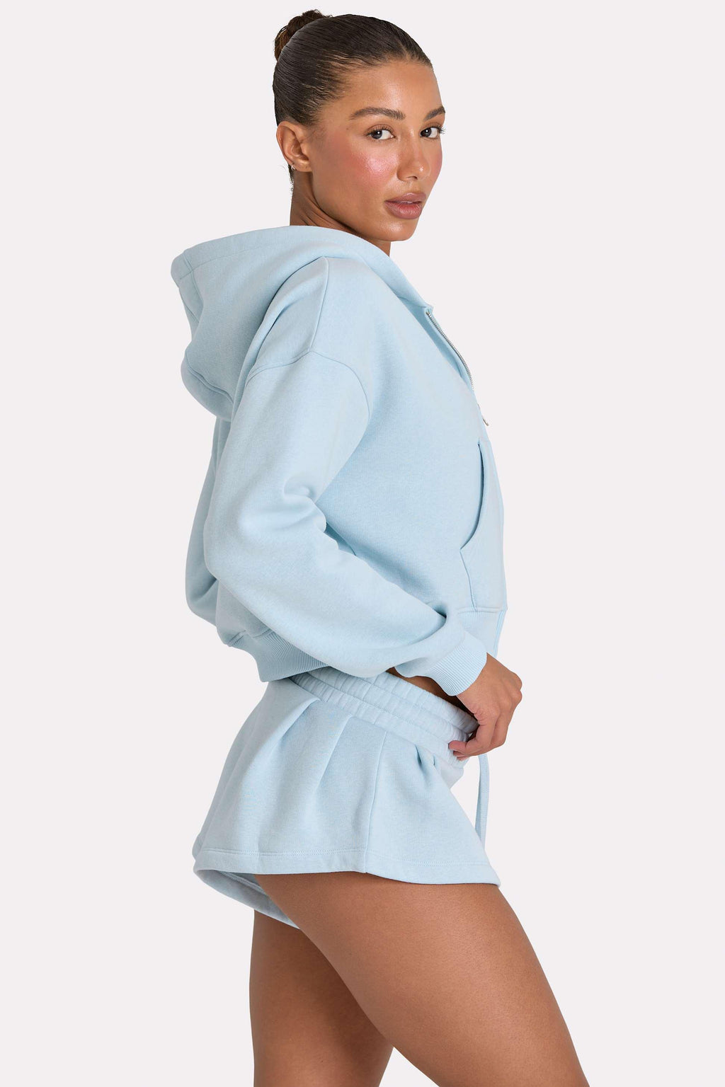 Oversized Zip-up Hoodie In Powder Blue