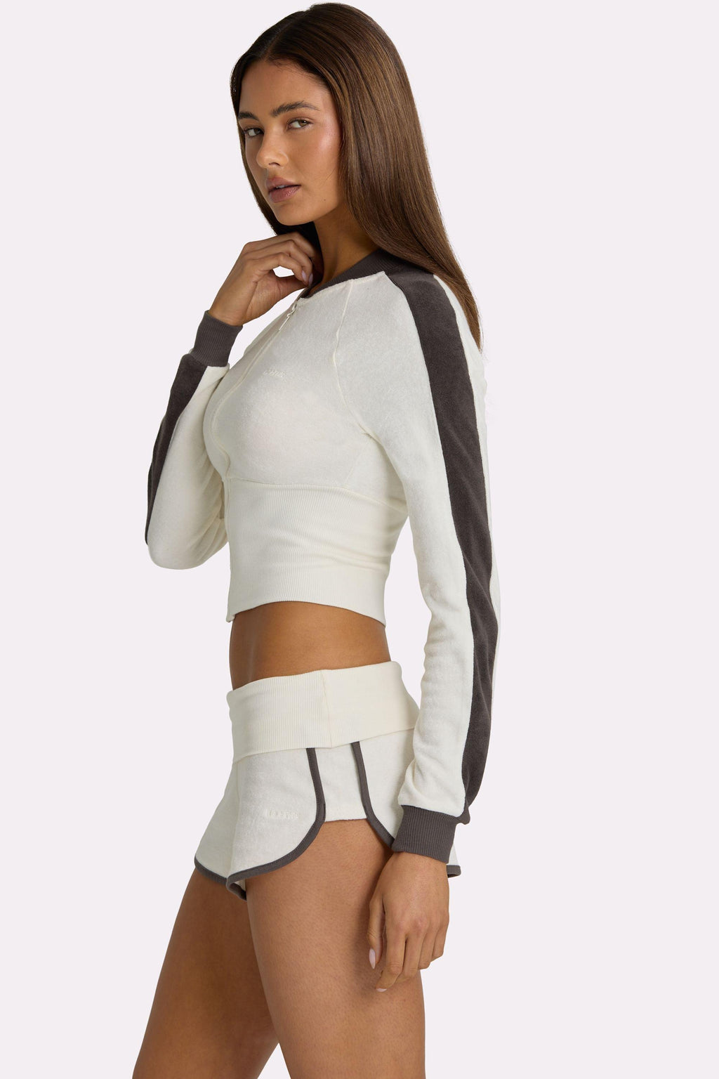 Terry Foldover Waist Shorts In Coconut