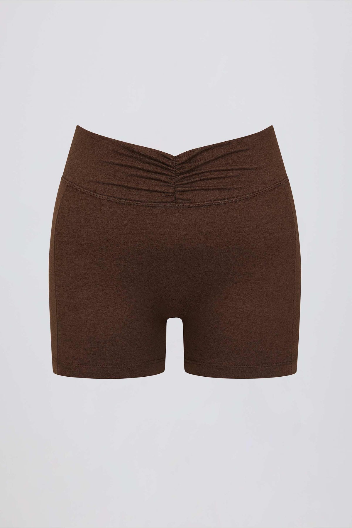 Ruched Mini Shorts In Pecan Marl