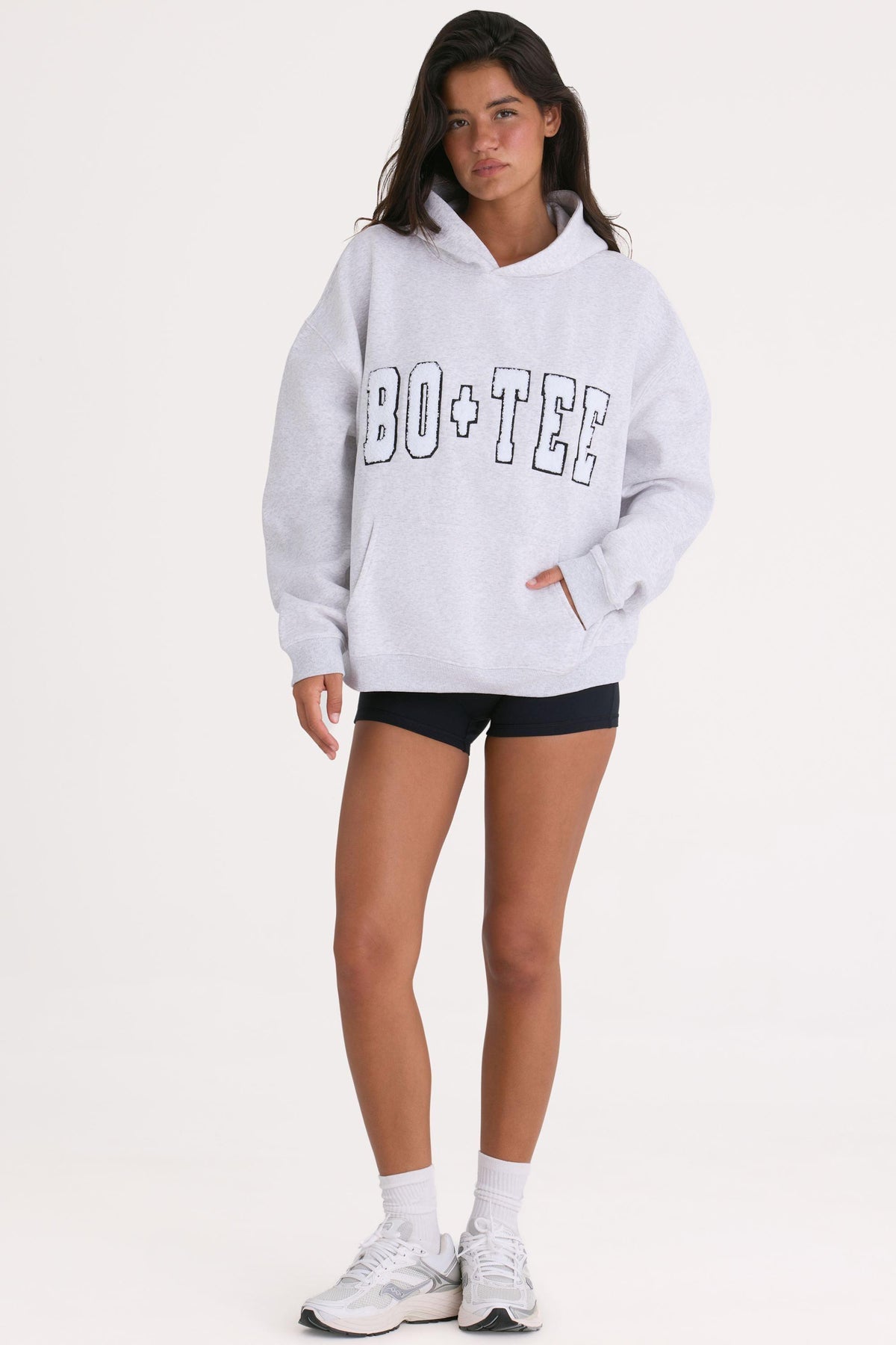 Soft Cotton Jersey Oversized Hoodie In Heather Grey