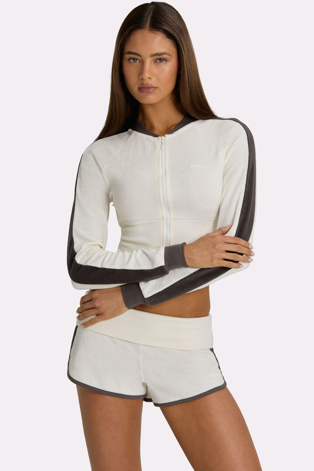 Terry Zip-up Jacket In Coconut