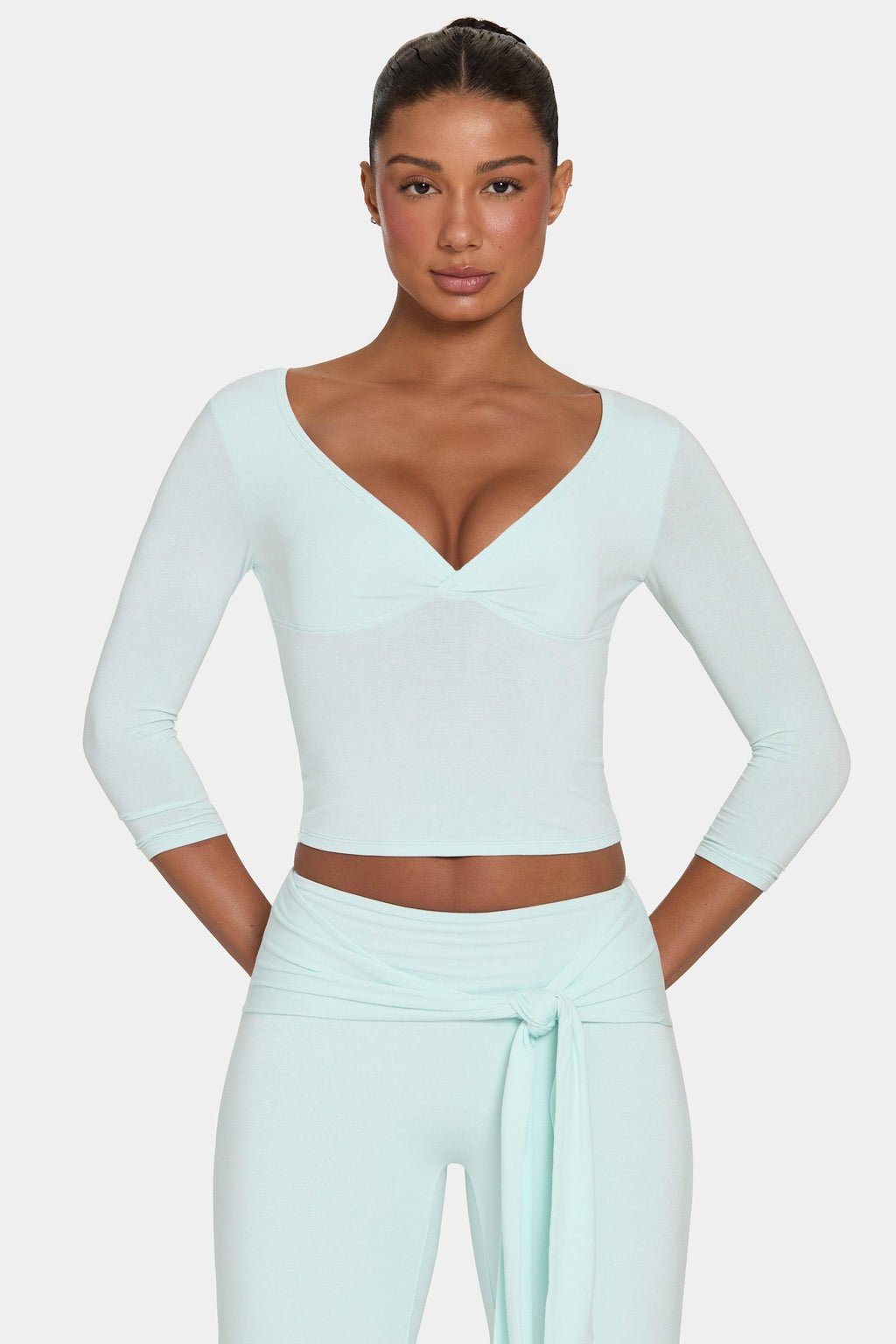 Buttercloud™ 3/4 Sleeve Top In Peppermint