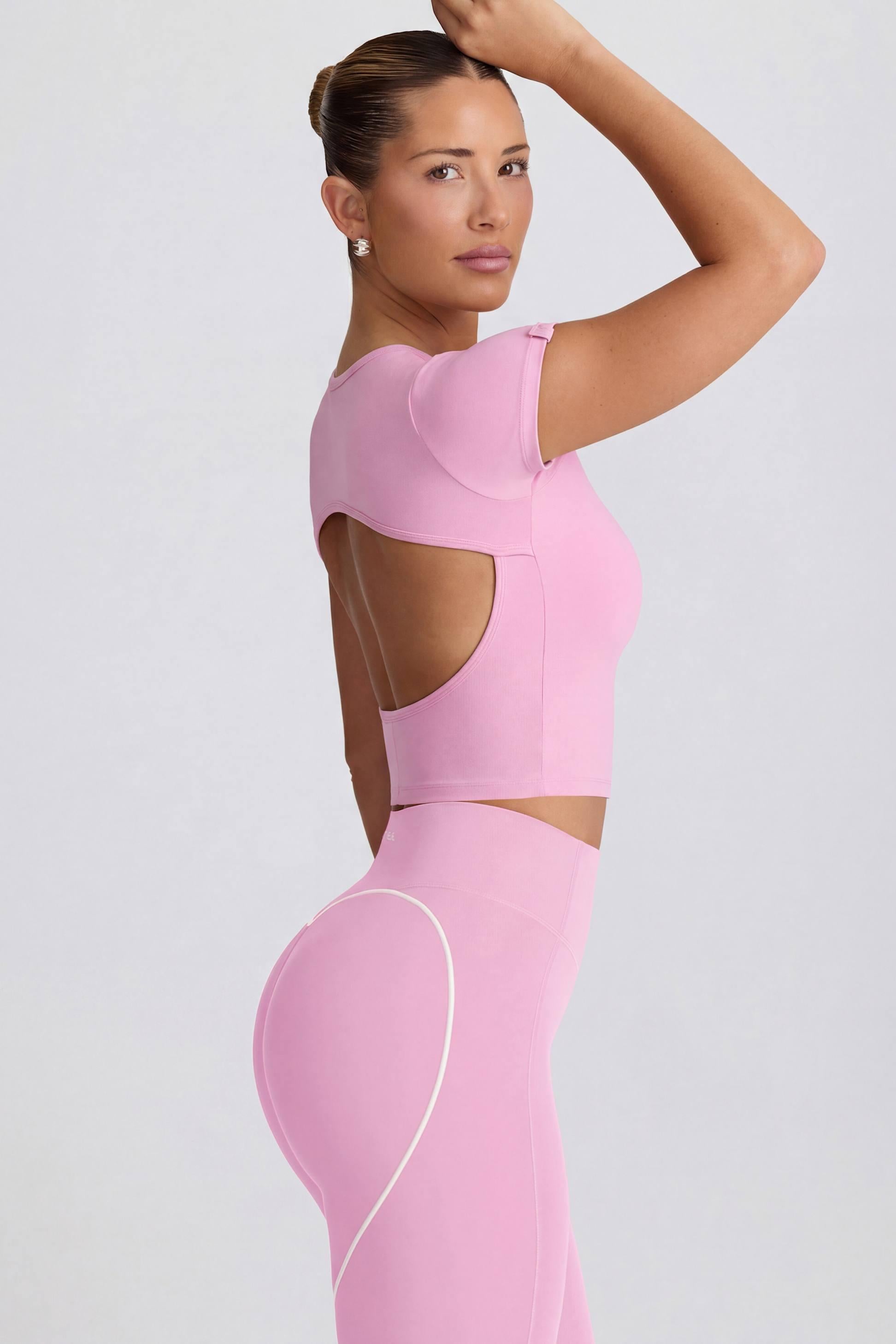 컷아웃 롱라인 티셔츠 (더스티 핑크)