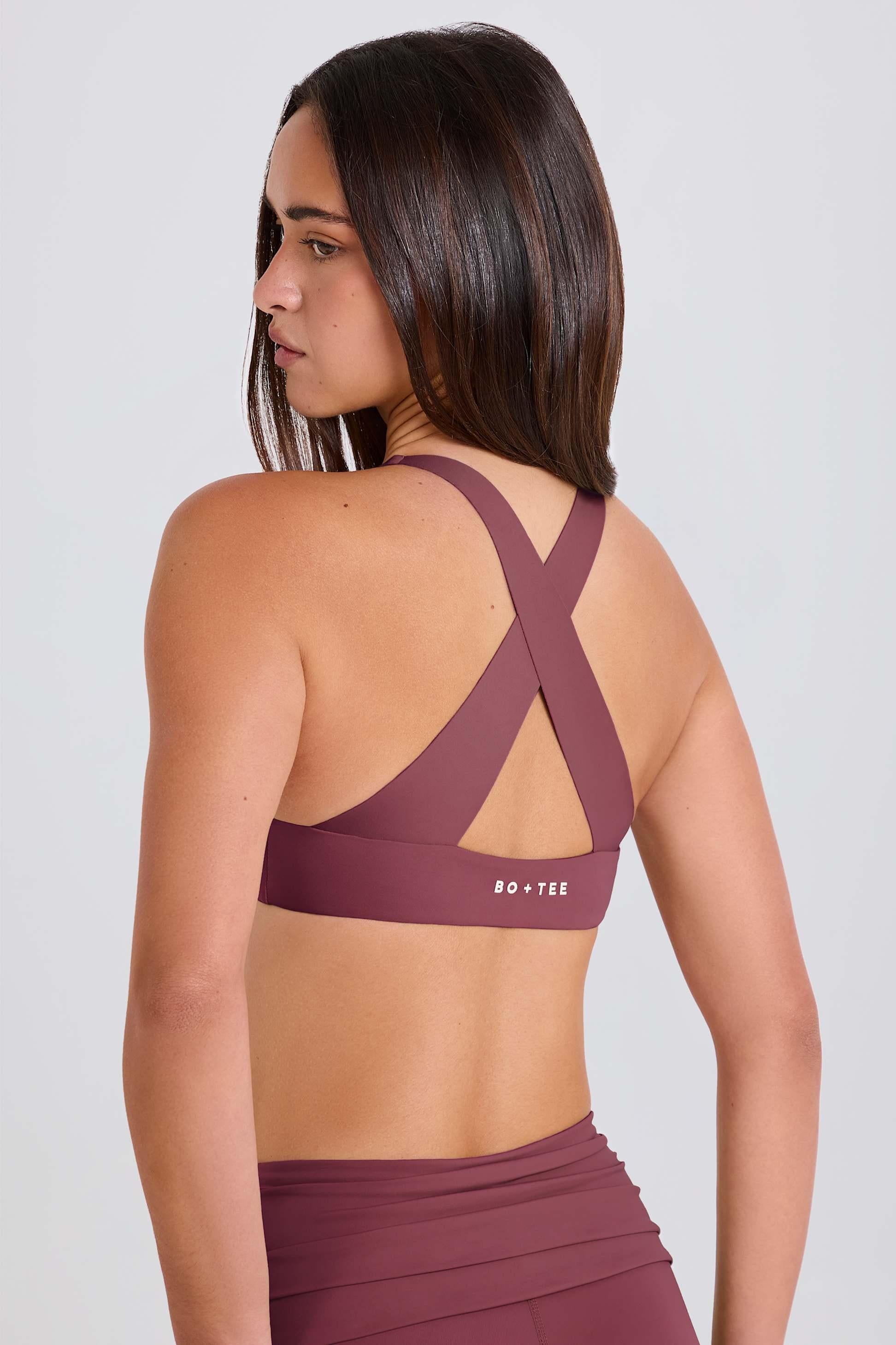 Crossback V-neck Sports Bra In Acai