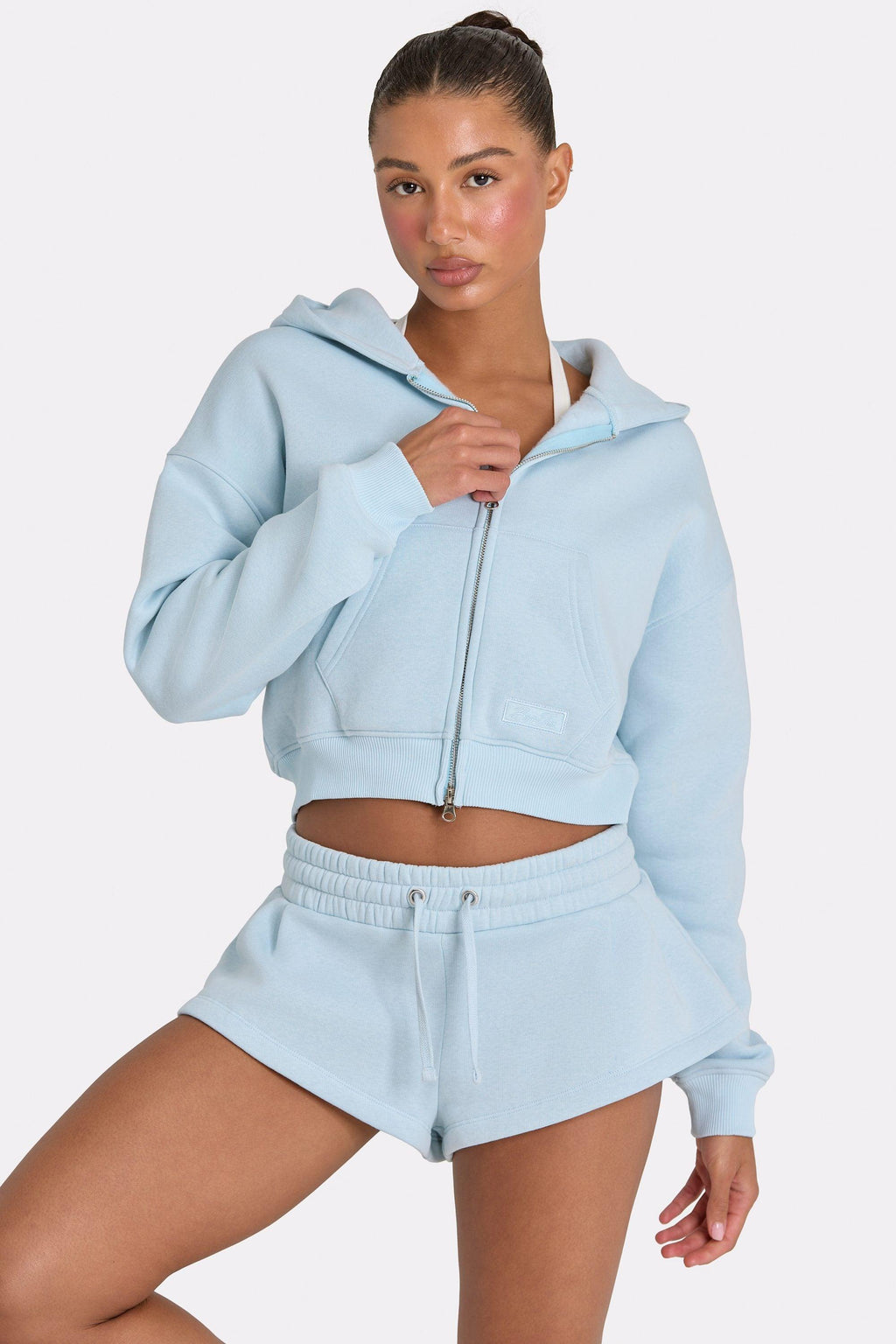 Oversized Zip-up Hoodie In Powder Blue