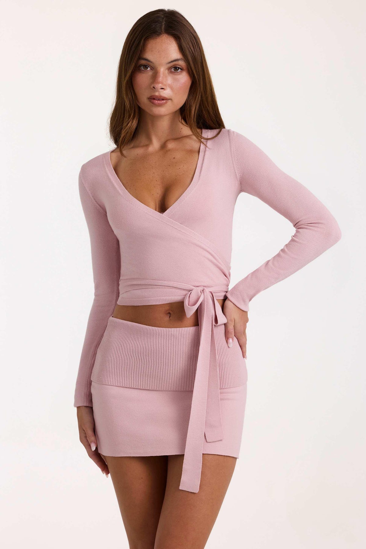 Soft Knit Mini Skirt In Blush