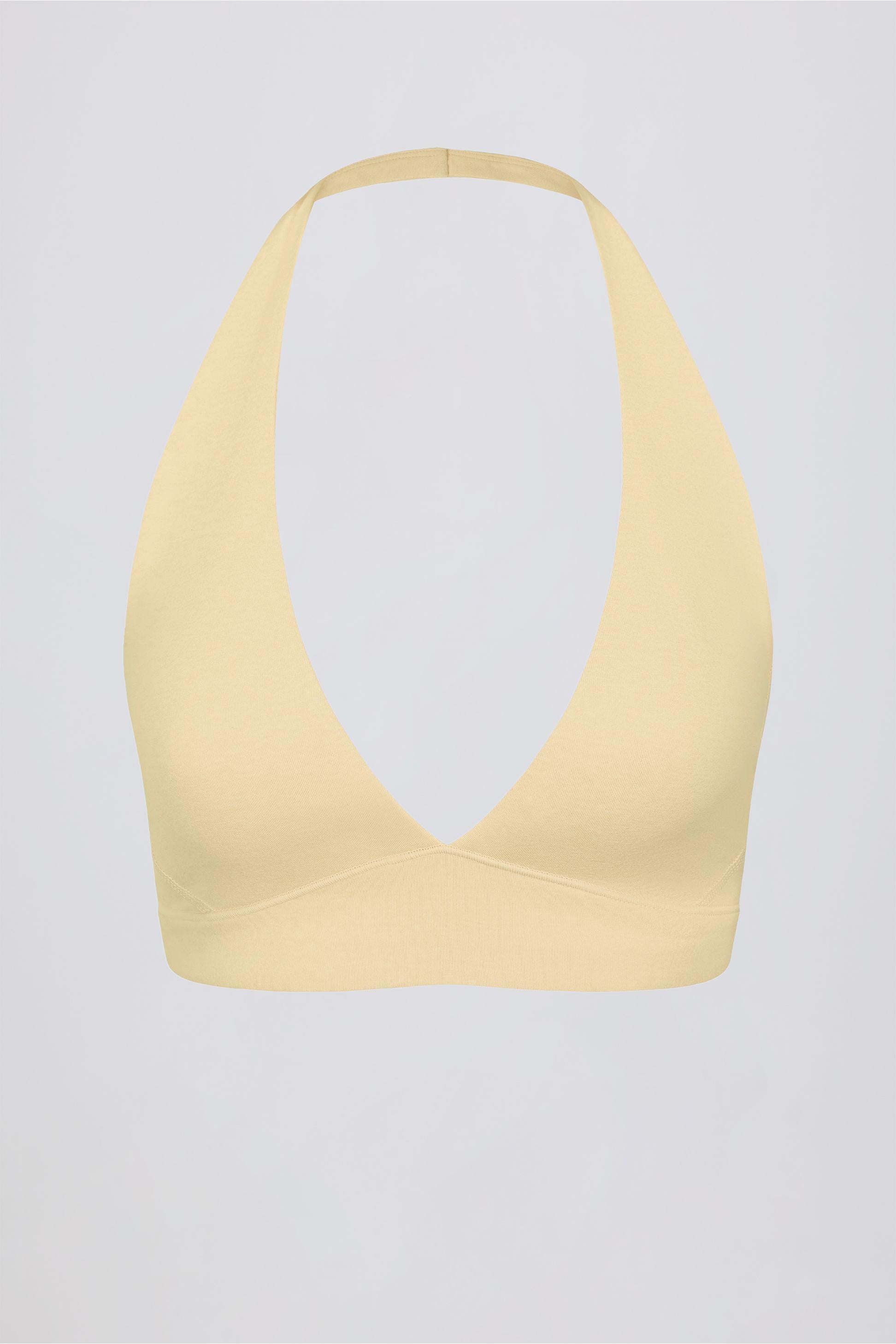 Brushed Jersey V-neck Sports Bra In Lemon Marl