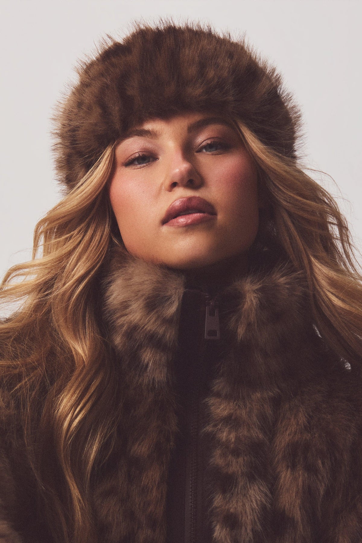 Faux Fur Headband In Brown Leopard